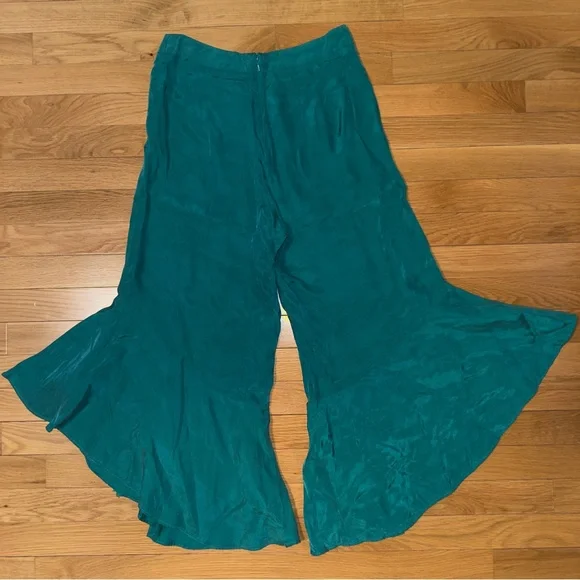 Anthropologie Virginia Ruffled Wide-Leg Ruffled Hem Trousers Size 0 High Waist - Picture 2 of 6